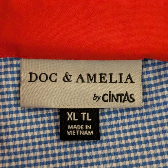 DOC & AMELIA BY Cintas Blue/White Gingham Check Long Sleeve Button Shirt Size XL - Picture 4 of 6